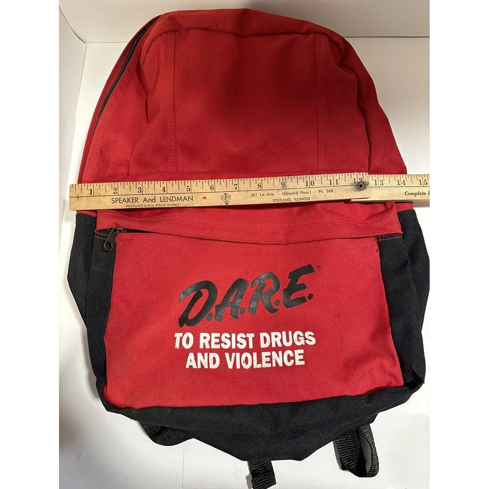 Rare Vintage 90's D.A.R.E To Resist Drugs And‎ Violence Backpack Booksack Red